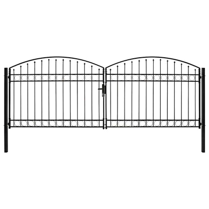 Fence Gate ASSEN Double Door with Arched Top Steel 400x150 cm