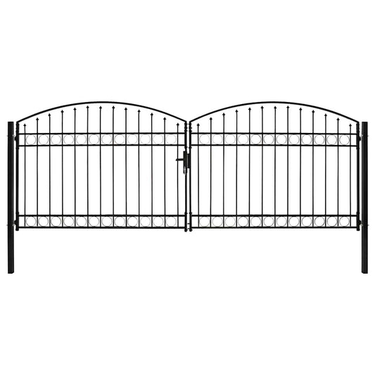 Fence Gate ASSEN Double Door with Arched Top Steel 400x150 cm