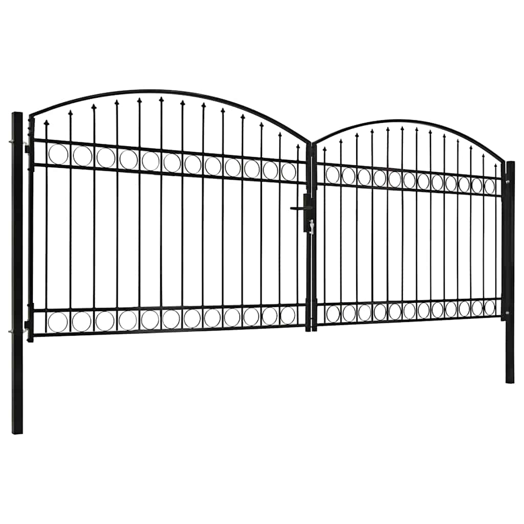 Fence Gate ASSEN Double Door with Arched Top Steel 400x150 cm