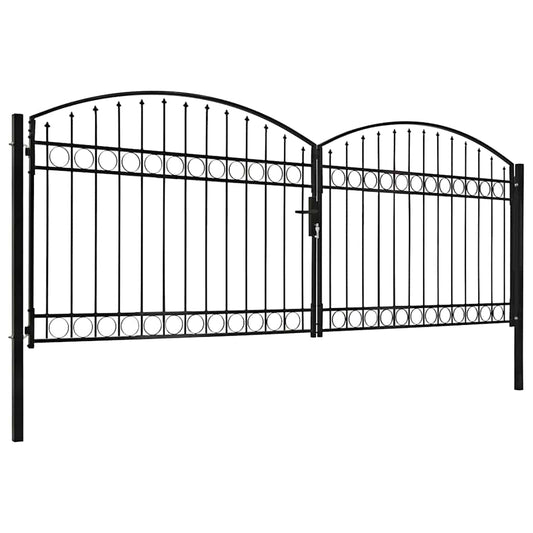 Fence Gate ASSEN Double Door with Arched Top Steel 400x150 cm
