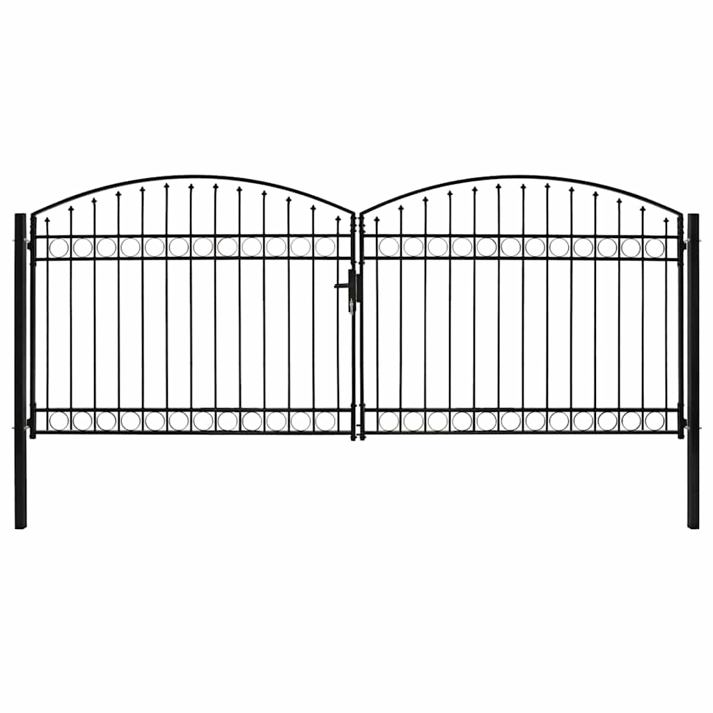 Fence Gate ASSEN Double Door with Arched Top Steel 400x175 cm