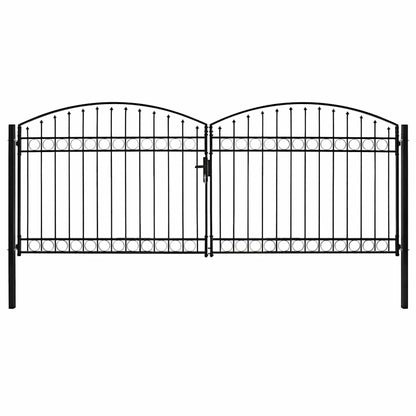 Fence Gate ASSEN Double Door with Arched Top Steel 400x175 cm