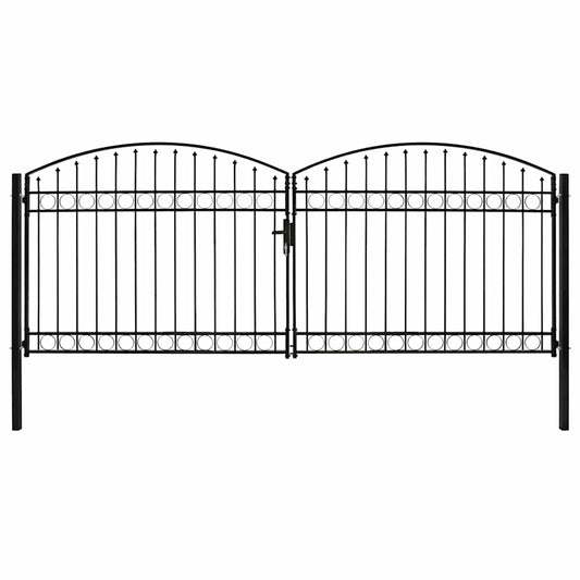 Fence Gate ASSEN Double Door with Arched Top Steel 400x175 cm