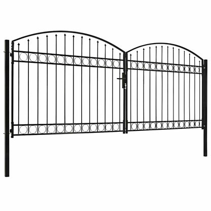 Fence Gate ASSEN Double Door with Arched Top Steel 400x175 cm