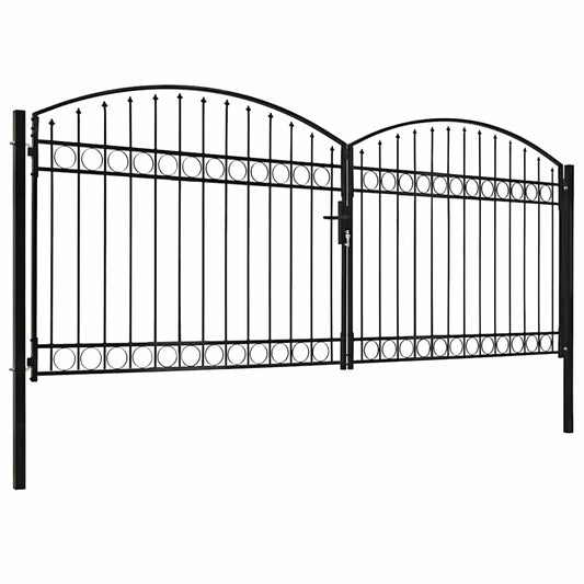 Fence Gate ASSEN Double Door with Arched Top Steel 400x175 cm