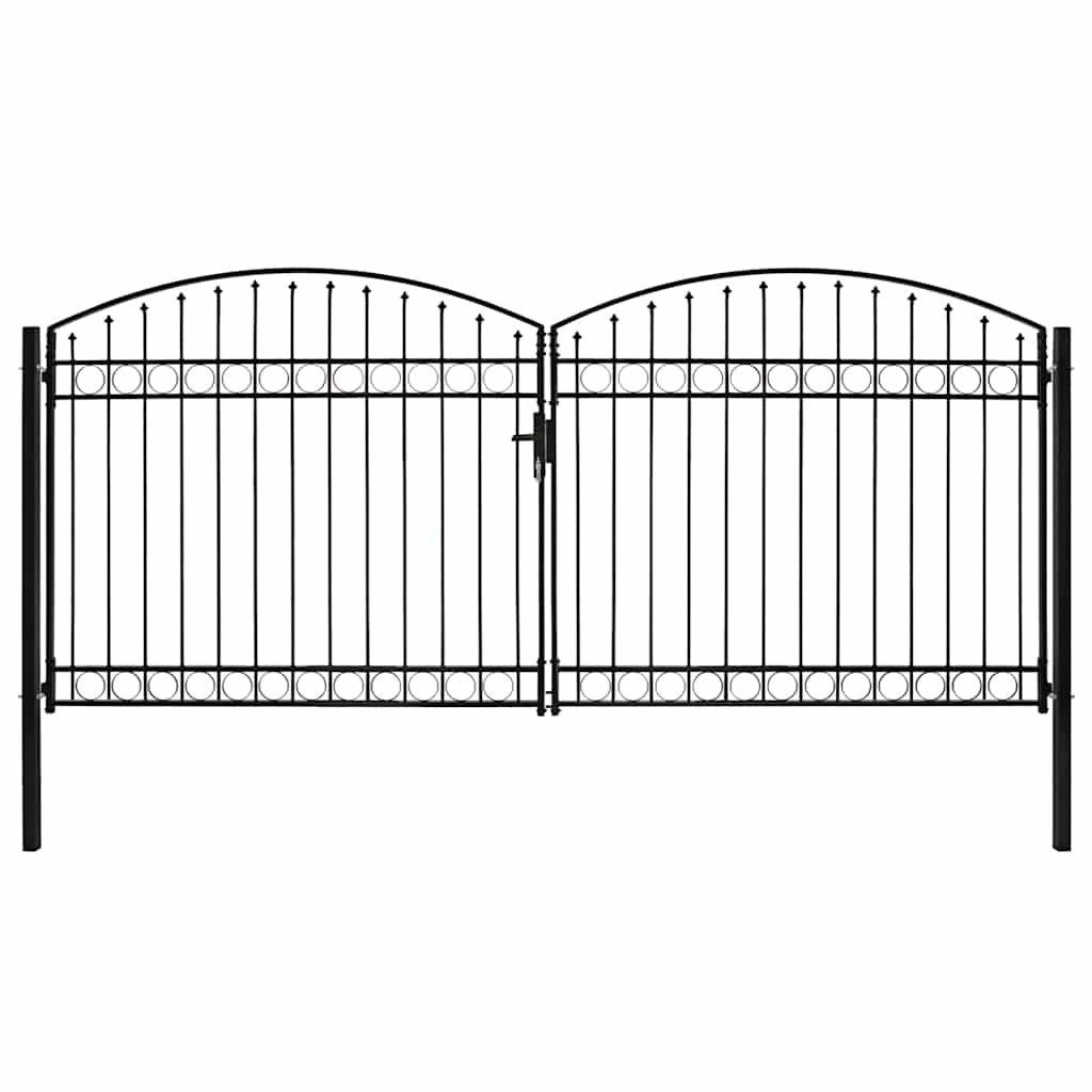 Fence Gate "ASSEN" Double Door with Arched Top Steel 400x200 cm