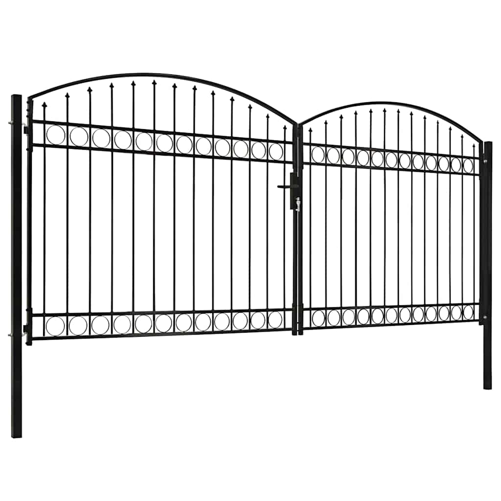 Fence Gate "ASSEN" Double Door with Arched Top Steel 400x200 cm