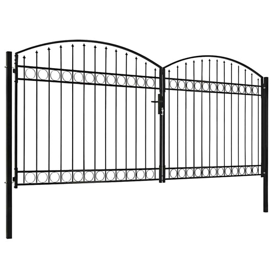 Fence Gate "ASSEN" Double Door with Arched Top Steel 400x200 cm