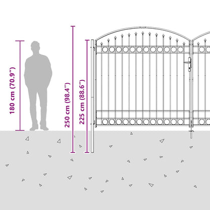 Fence Gate "ASSEN" Double Door with Arched Top Steel 400x200 cm
