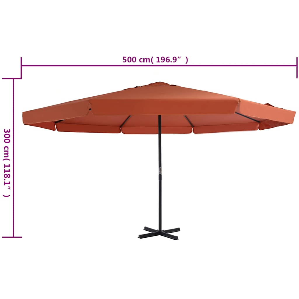Outdoor Parasol with Aluminium Pole 500 cm Terracotta