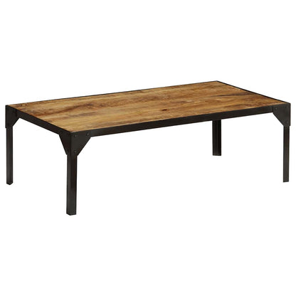 246631 vidaXL Coffee Table Solid Rough Mango Wood and Steel 110 cm