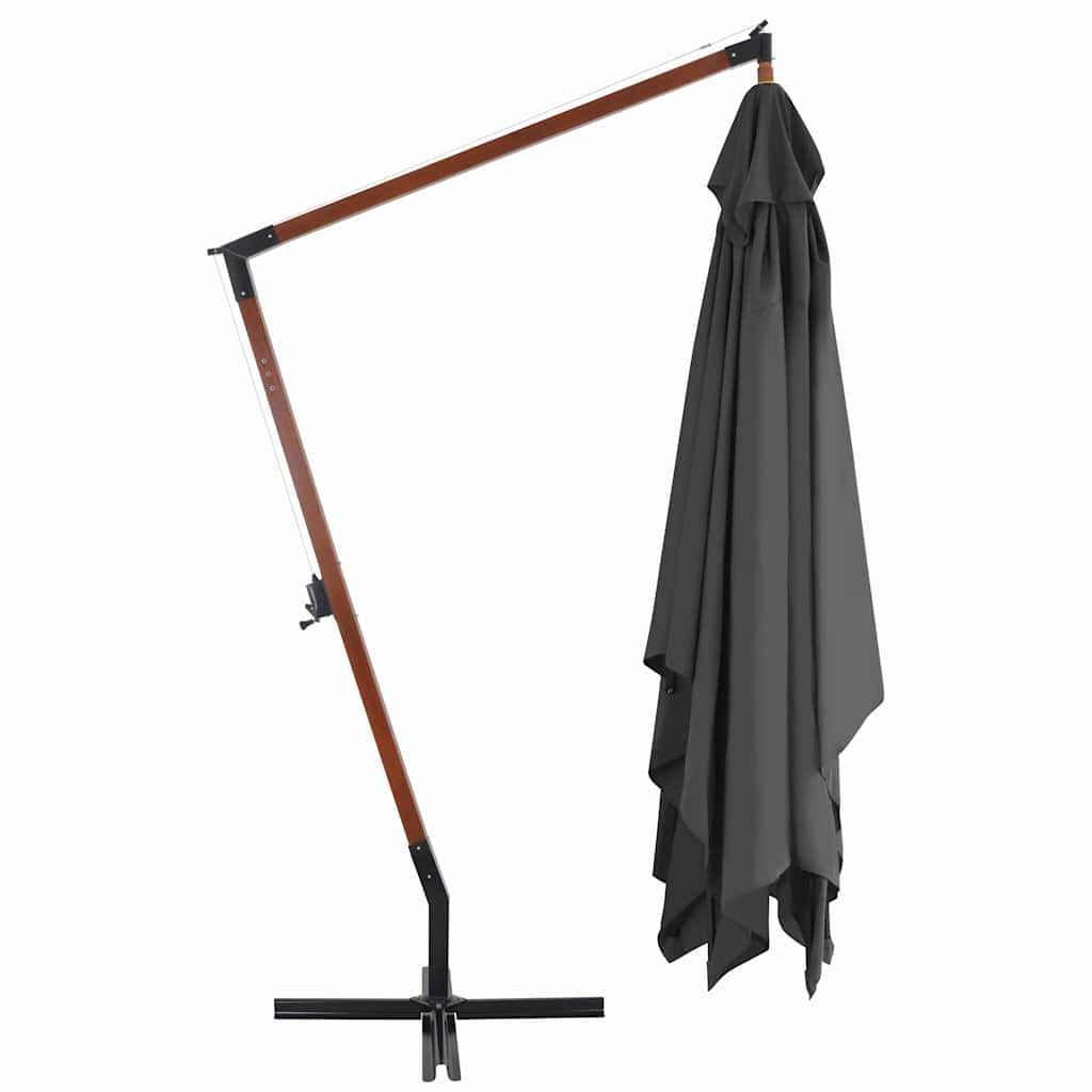 Cantilever Garden Parasol with Wooden Pole 400x300cm Anthracite