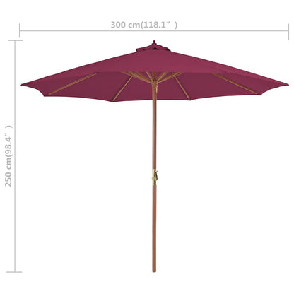 44497 vidaXL Outdoor Parasol with Wooden Pole 300 cm Bordeaux Red