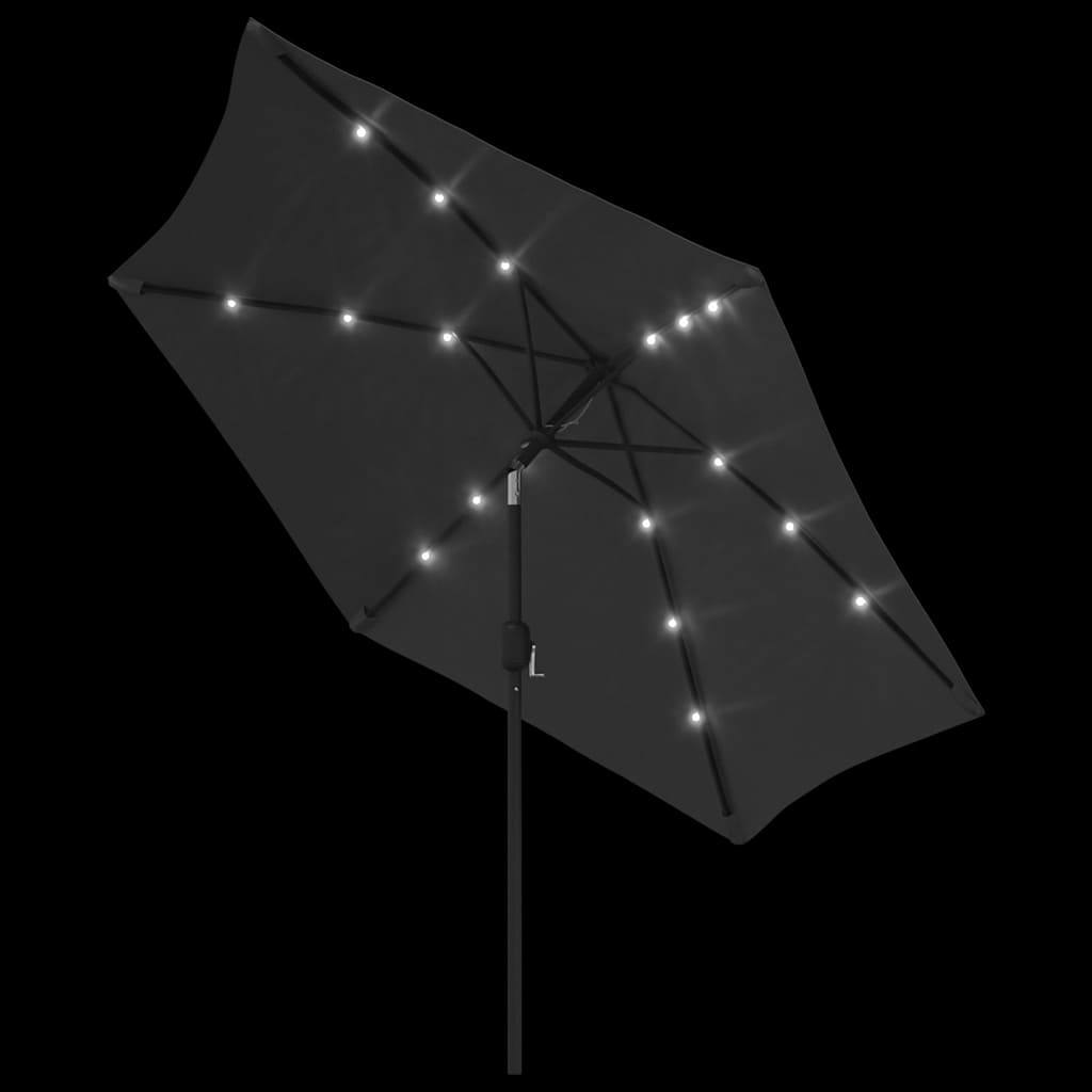 Outdoor Parasol with LED Lights and Steel Pole 300cm Anthracite