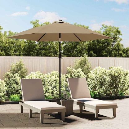 Outdoor Parasol with LED Lights and Steel Pole 300 cm Taupe