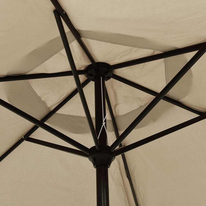 Outdoor Parasol with LED Lights and Steel Pole 300 cm Taupe