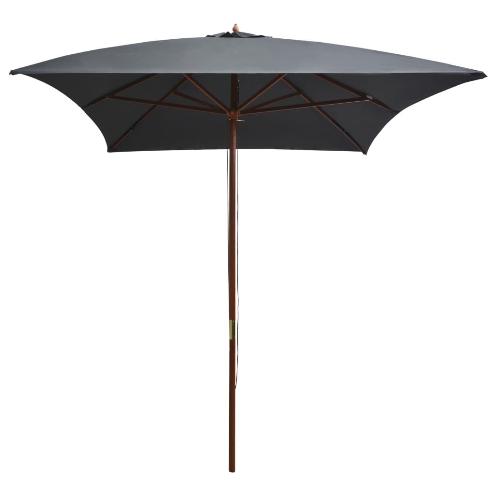 44513 vidaXL Outdoor Parasol with Wooden Pole 200x300 cm Anthracite