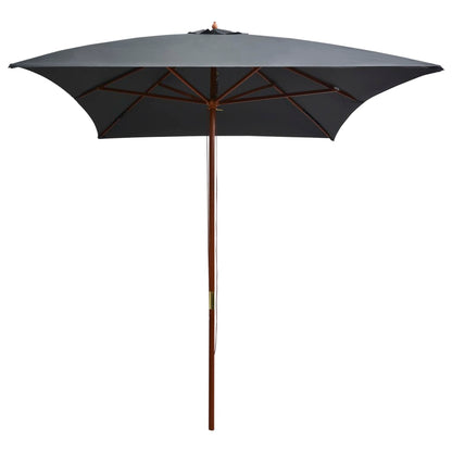 44513 vidaXL Outdoor Parasol with Wooden Pole 200x300 cm Anthracite