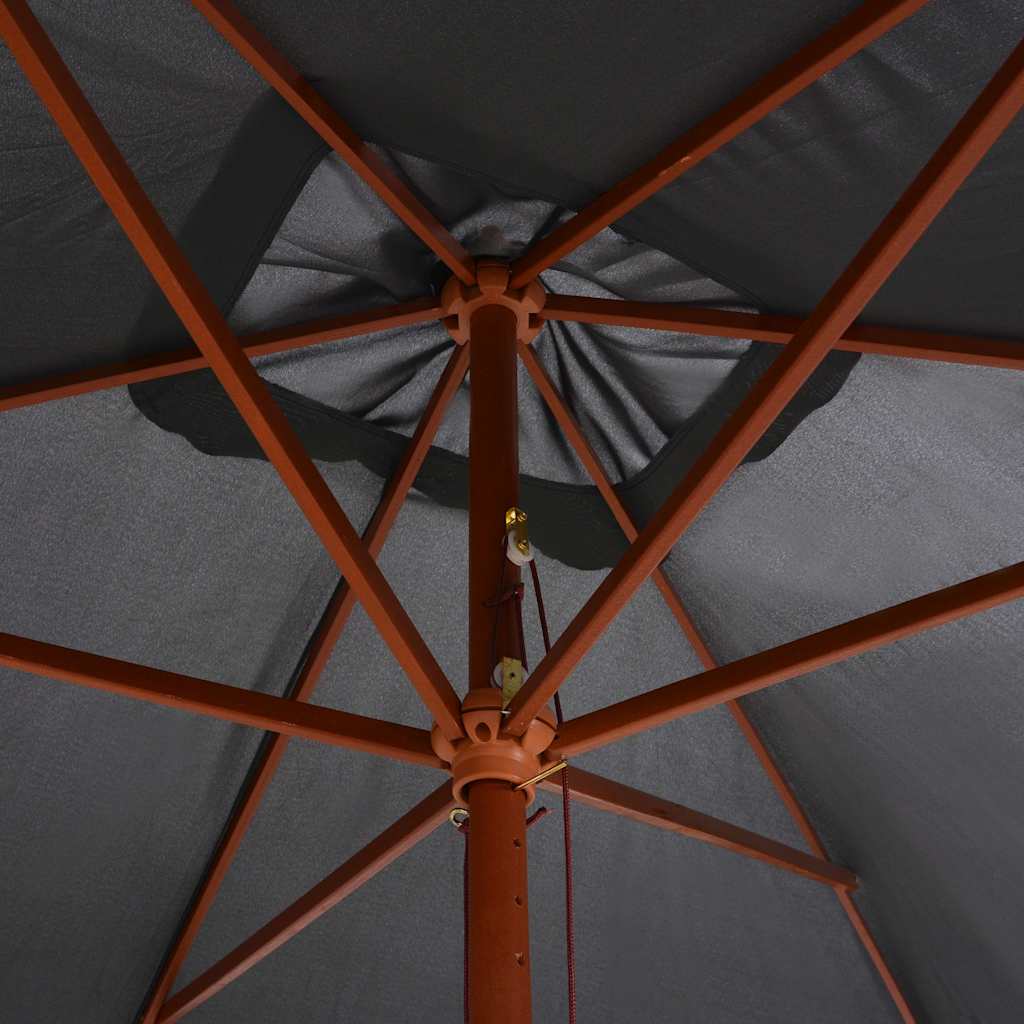 44513 vidaXL Outdoor Parasol with Wooden Pole 200x300 cm Anthracite
