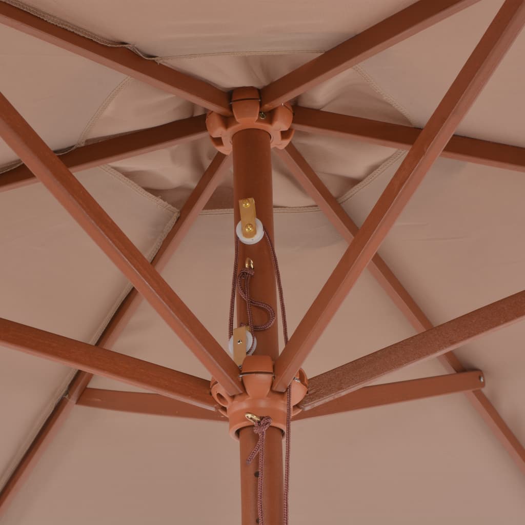 Garden Parasol with Wooden Pole 270 cm Taupe