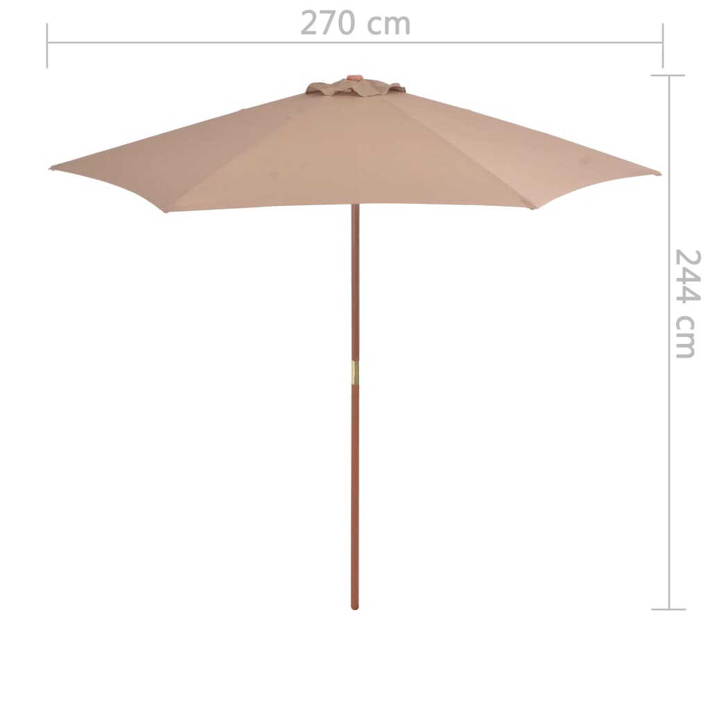 Garden Parasol with Wooden Pole 270 cm Taupe