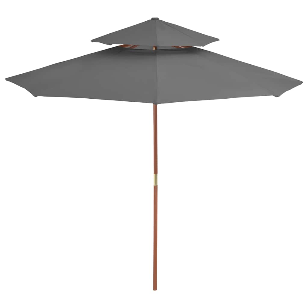 44519 vidaXL Double Decker Parasol with Wooden Pole 270 cm Anthracite