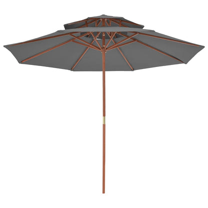 44519 vidaXL Double Decker Parasol with Wooden Pole 270 cm Anthracite