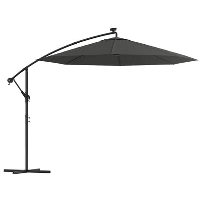Cantilever Garden Parasol with LED Lights and Steel Pole 300 cm Anthracite