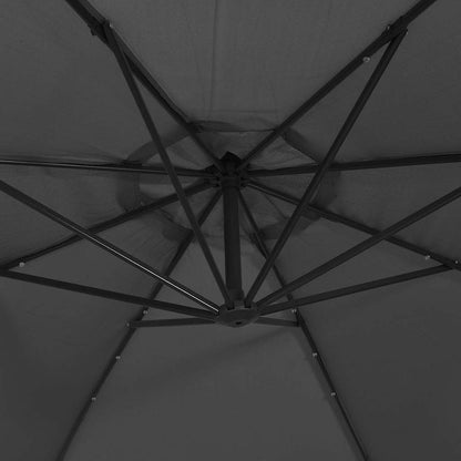 Cantilever Garden Parasol with LED Lights and Steel Pole 300 cm Anthracite