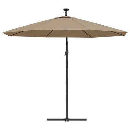 Cantilever Garden Parasol with LED Lights and Steel Pole 300 cm Taupe
