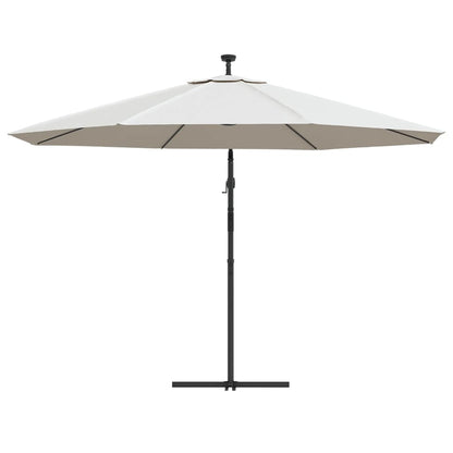 Cantilever Garden Parasol with LED Lights and Metal Pole 350 cm Sand