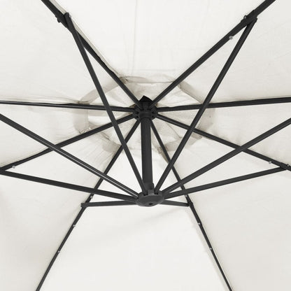 Cantilever Garden Parasol with LED Lights and Metal Pole 350 cm Sand