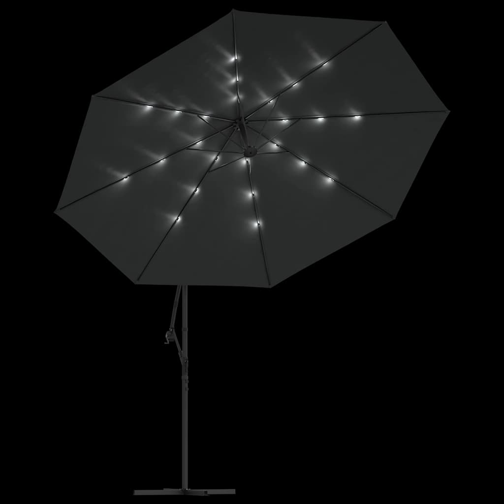 Cantilever Garden Parasol with LED Lights and Metal Pole 350 cm Anthracite