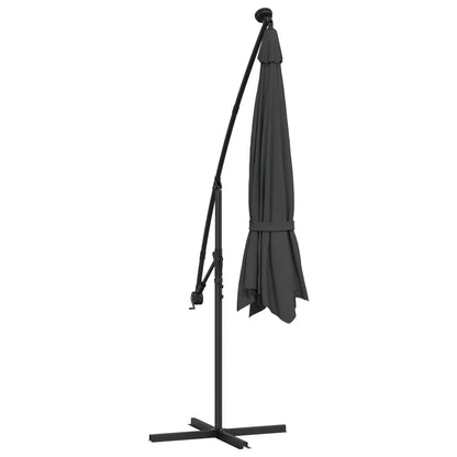 Cantilever Garden Parasol with LED Lights and Metal Pole 350 cm Anthracite