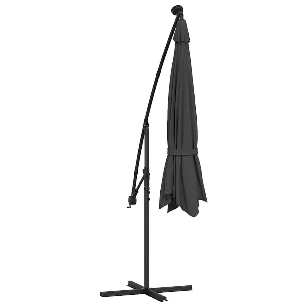 Cantilever Garden Parasol with LED Lights and Metal Pole 350 cm Anthracite