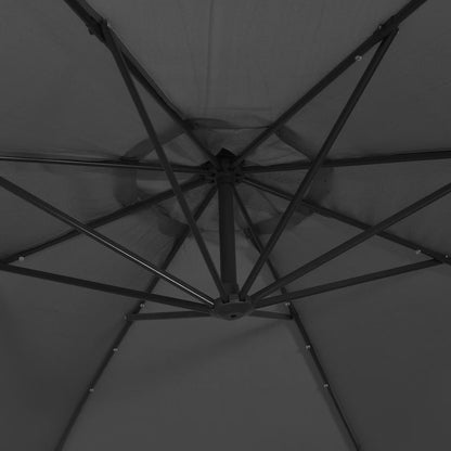 Cantilever Garden Parasol with LED Lights and Metal Pole 350 cm Anthracite