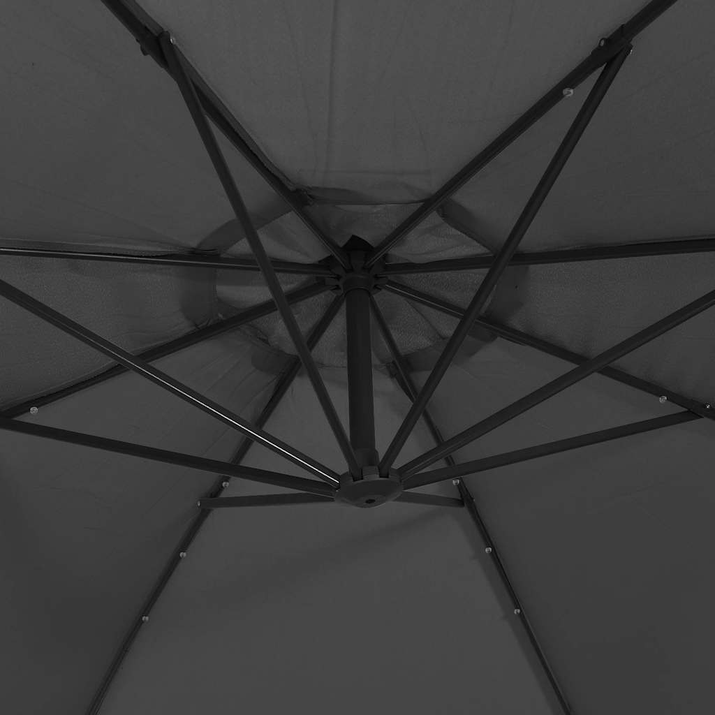 Cantilever Garden Parasol with LED Lights and Metal Pole 350 cm Anthracite