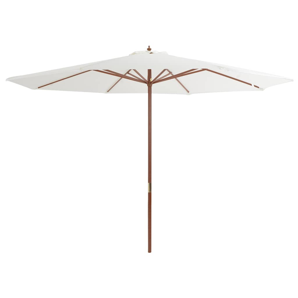 44527 vidaXL Outdoor Parasol with Wooden Pole 350 cm Sand White