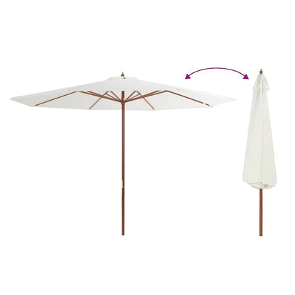 Garden Parasol with Wooden Pole 350 cm Sand White