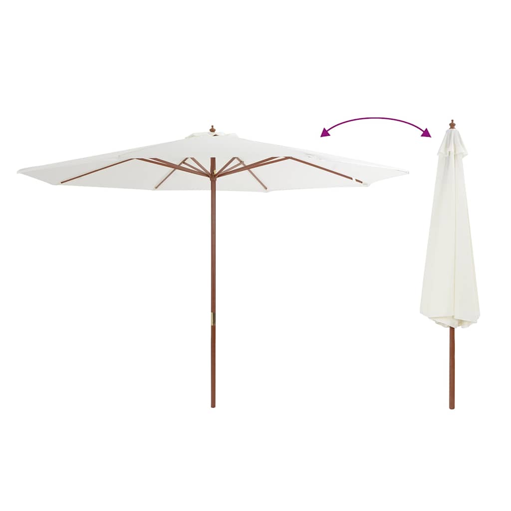44527 vidaXL Outdoor Parasol with Wooden Pole 350 cm Sand White