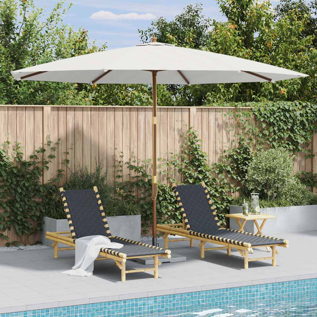 44527 vidaXL Outdoor Parasol with Wooden Pole 350 cm Sand White