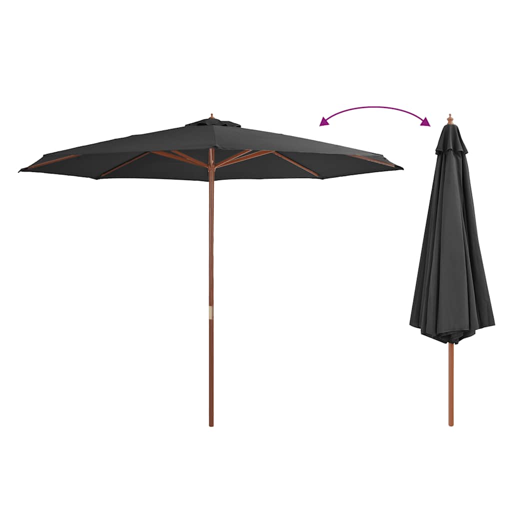 Garden Parasol with Wooden Pole 350 cm Anthracite