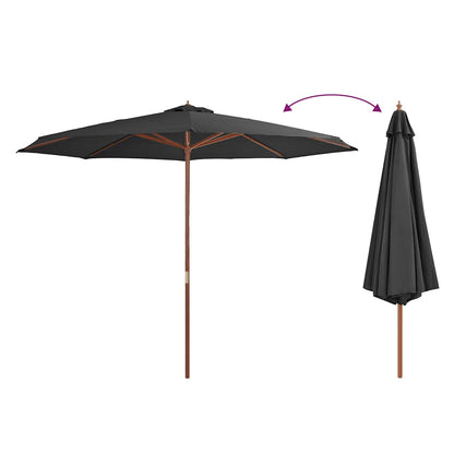 Garden Parasol with Wooden Pole 350 cm Anthracite