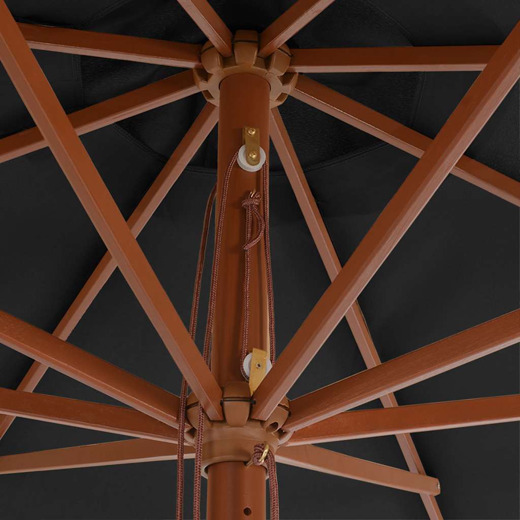 44529 vidaXL Outdoor Parasol with Wooden Pole 350 cm Anthracite