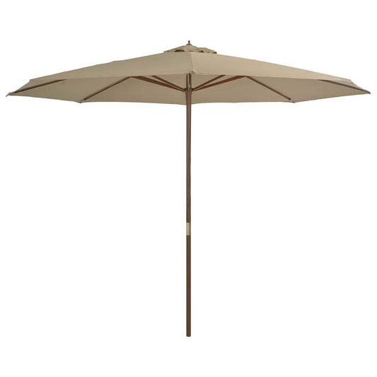 Garden Parasol with Wooden Pole 350 cm Taupe