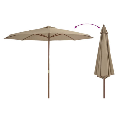 Garden Parasol with Wooden Pole 350 cm Taupe