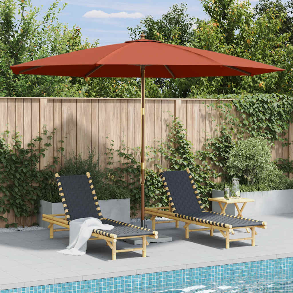 Garden Parasol with Wooden Pole 350 cm Terracotta