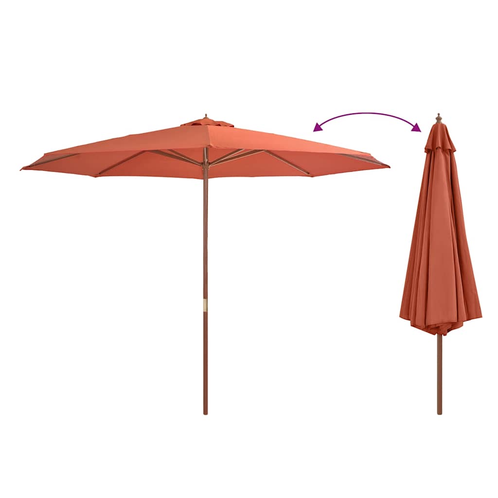 Garden Parasol with Wooden Pole 350 cm Terracotta