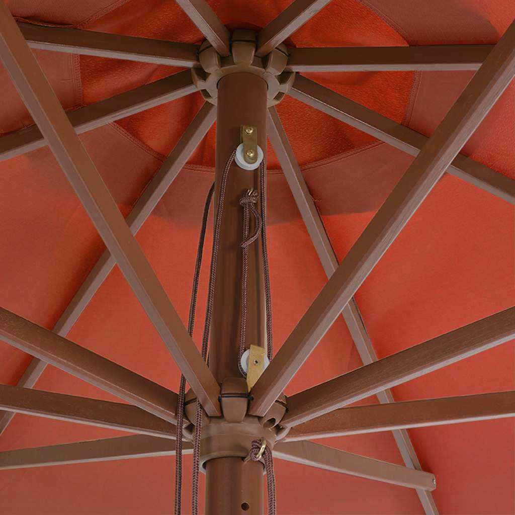 Garden Parasol with Wooden Pole 350 cm Terracotta