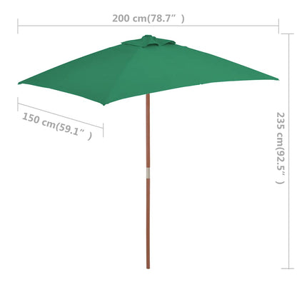 Garden Parasol | Green | Fabric, Laminated bamboo, Hardwood | 150x200 cm